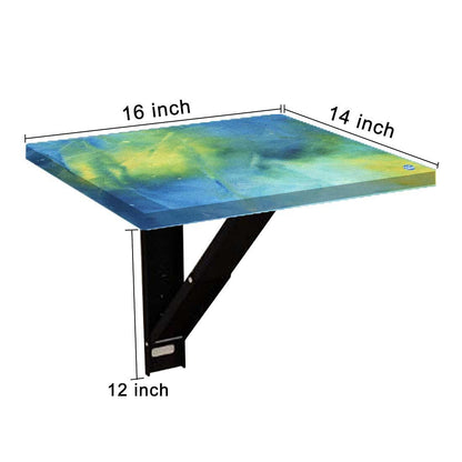 Small Bedside Table Floating - Arctic Space Dark Blue Green Watercolor Nutcase