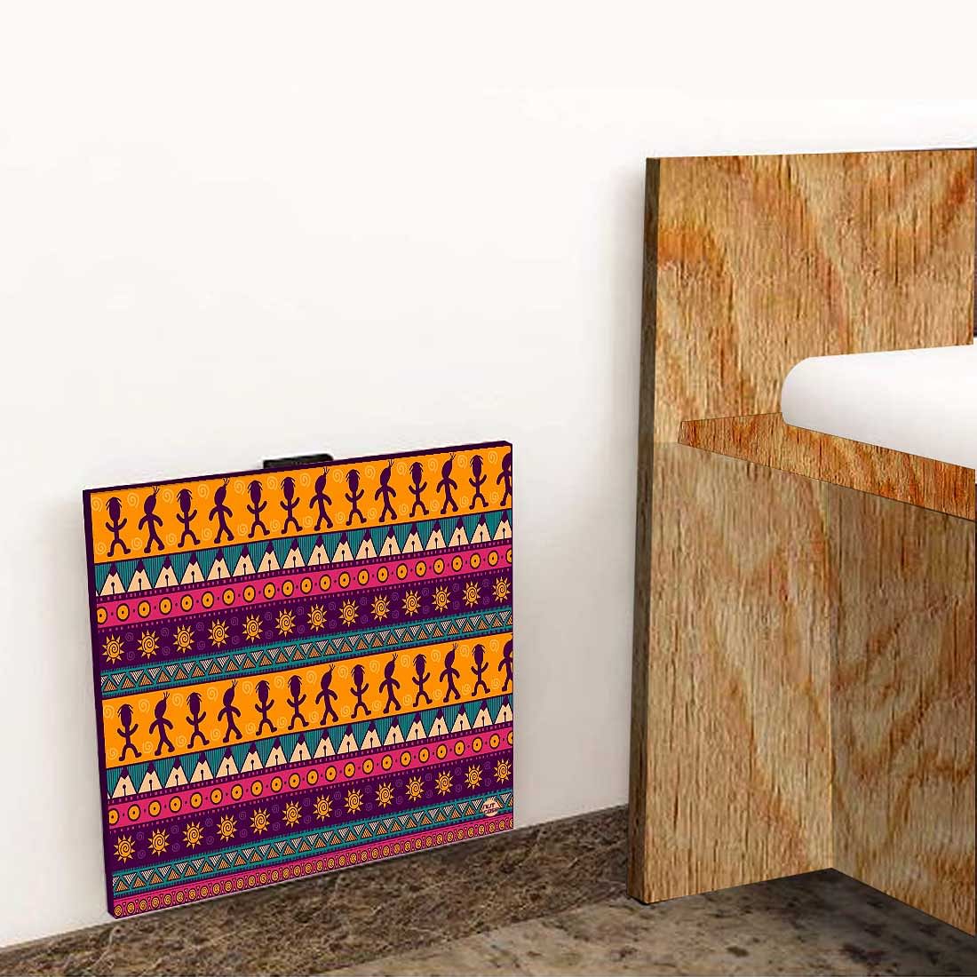 Bedside Table for Bedroom Small - Aztec Orange Brown Pattern Nutcase