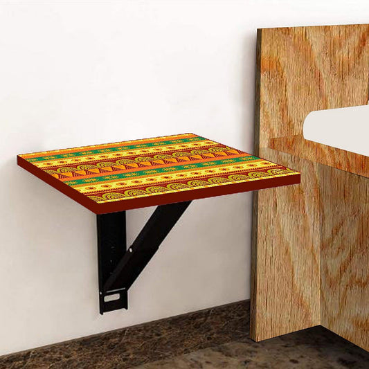 Floating Bedside Table for Bedroom - Aztec Orange Yellow Pattern Nutcase