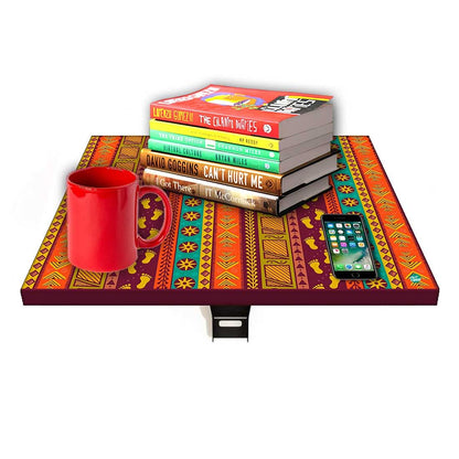 Floating Bedside Laptop Table for Bedroom - Aztec Orange Green Pattern Nutcase