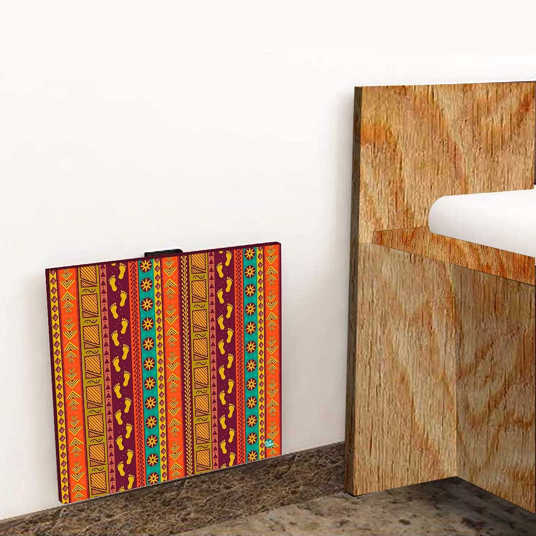 Floating Bedside Laptop Table for Bedroom - Aztec Orange Green Pattern Nutcase