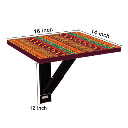 Floating Bedside Laptop Table for Bedroom - Aztec Orange Green Pattern Nutcase