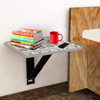 Simple Wall Mounted side Table - Aztec Grey Pattern Nutcase