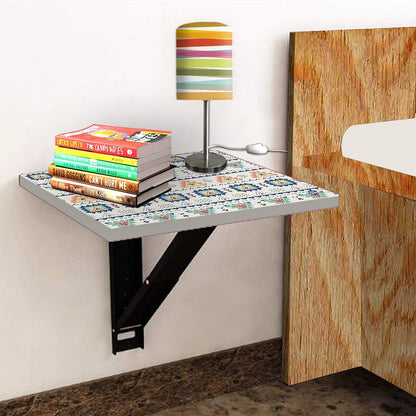 Simple Wall Mounted side Table - Aztec Grey Pattern Nutcase