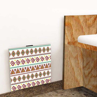 Mounted Bedside Table For Bedroom - Aztec White Green Pattern Nutcase