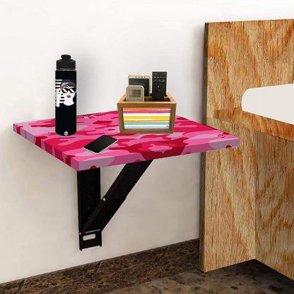 Folding Wall Mount Bedside Table - Army Camouflage Pink Nutcase