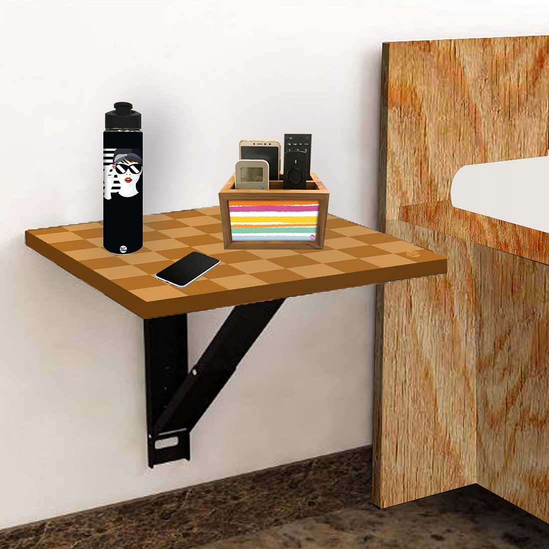 Modern Bedside Table for Bedroom   - Orange Check Pattern Nutcase