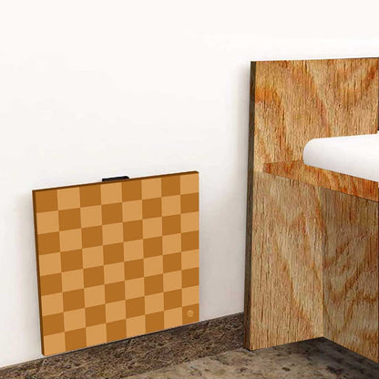 Modern Bedside Table for Bedroom   - Orange Check Pattern Nutcase