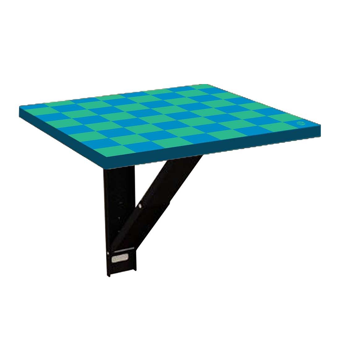 Space Saving Bedside Table Foldable   - Blue Green Check Nutcase