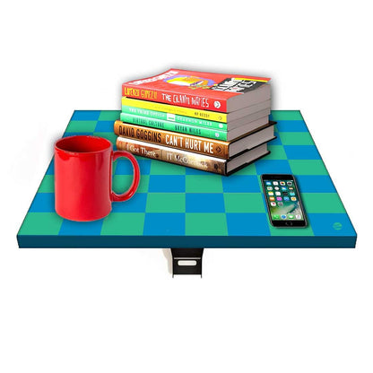 Space Saving Bedside Table Foldable   - Blue Green Check Nutcase