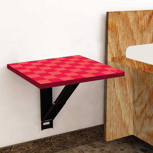 Bedside Table Folding Wall - Red Orange Check Nutcase