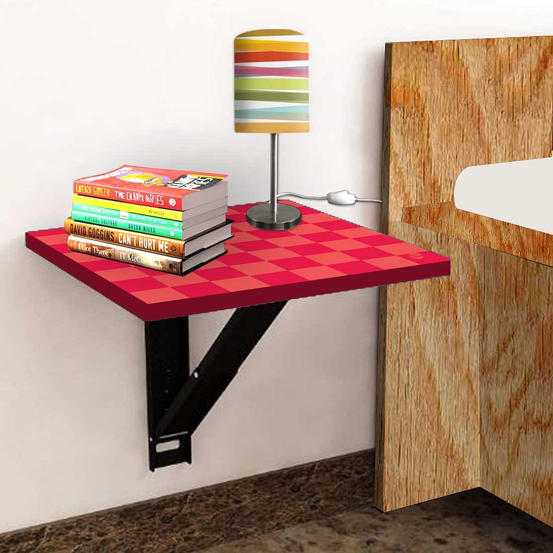 Bedside Table Folding Wall - Red Orange Check Nutcase