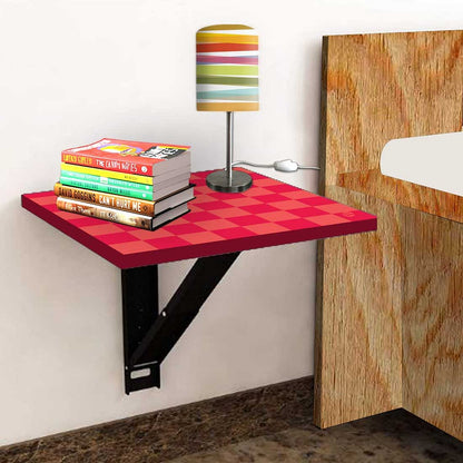 Bedside Table Folding Wall - Red Orange Check Nutcase