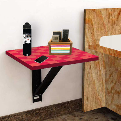 Bedside Table Folding Wall - Red Orange Check Nutcase
