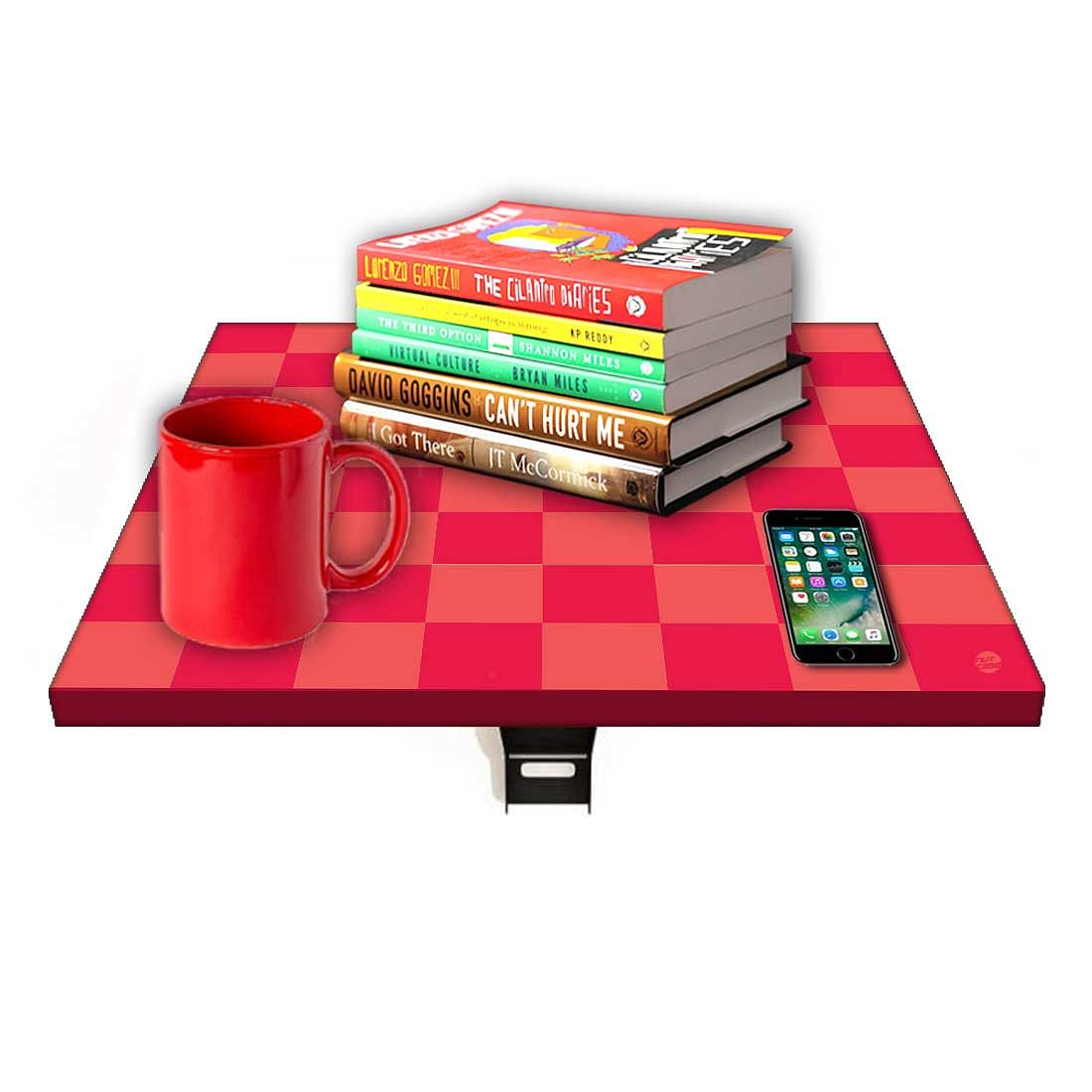 Bedside Table Folding Wall - Red Orange Check Nutcase