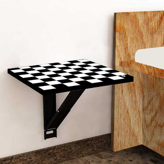 Floating Table for Wall  - Black White Check Nutcase