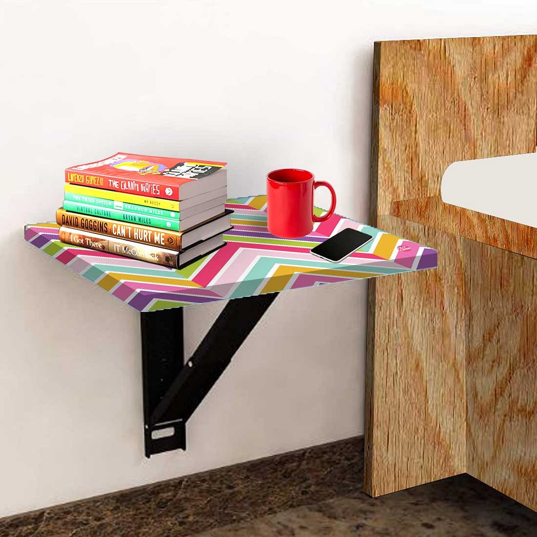Folding Wall Mount Side Table- Pastels Chevron Nutcase