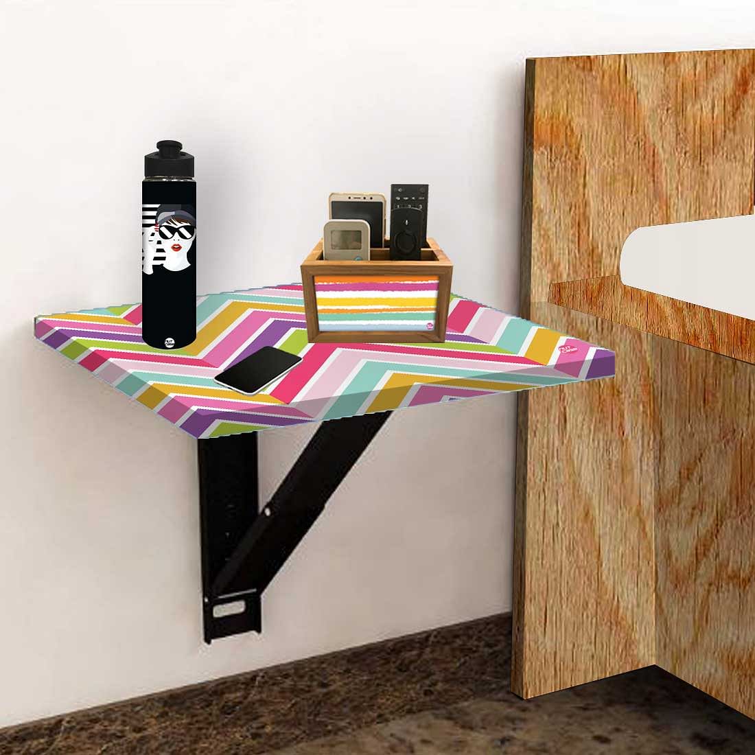 Folding Wall Mount Side Table- Pastels Chevron Nutcase