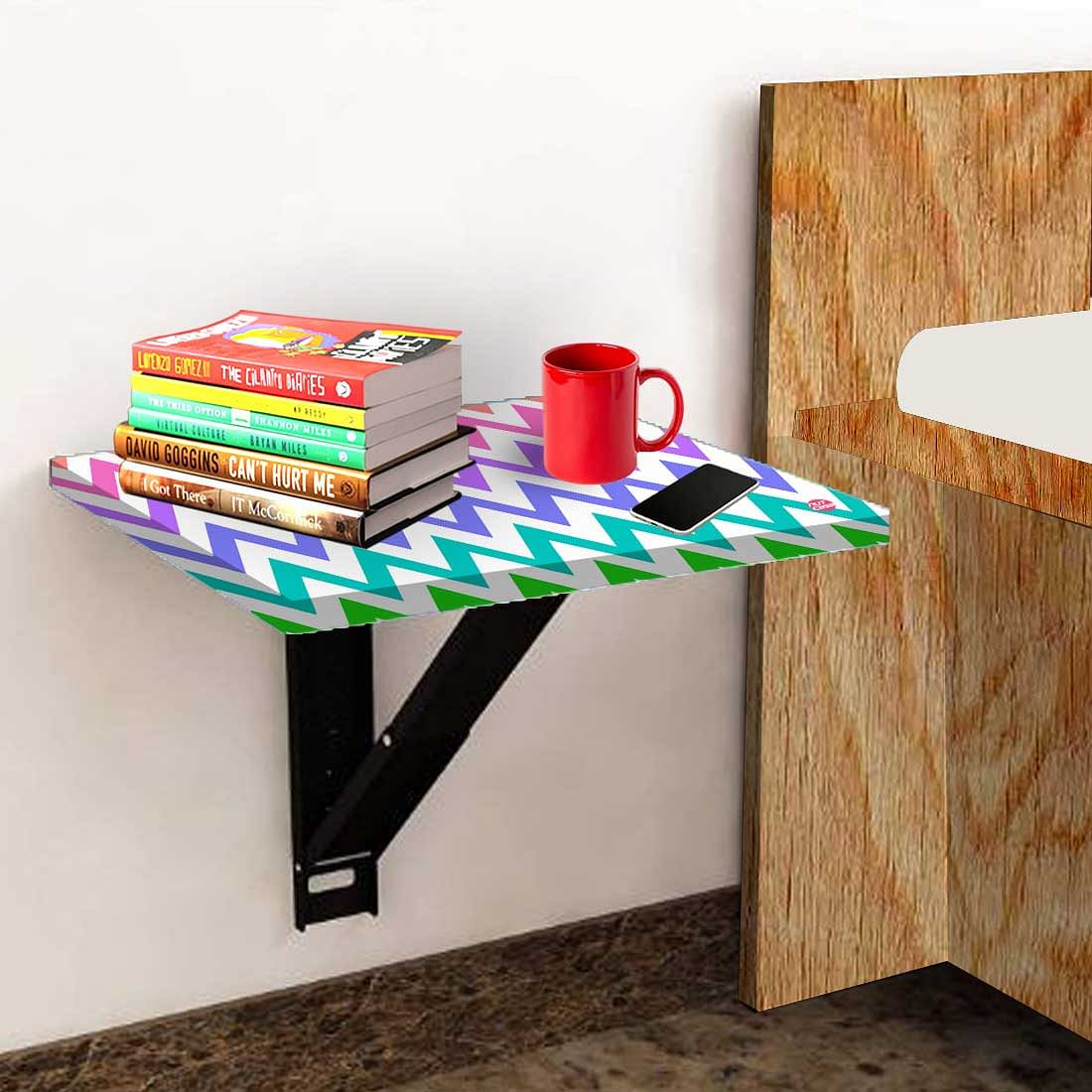 Bedside Table Floating - Rainbow Chevron Nutcase