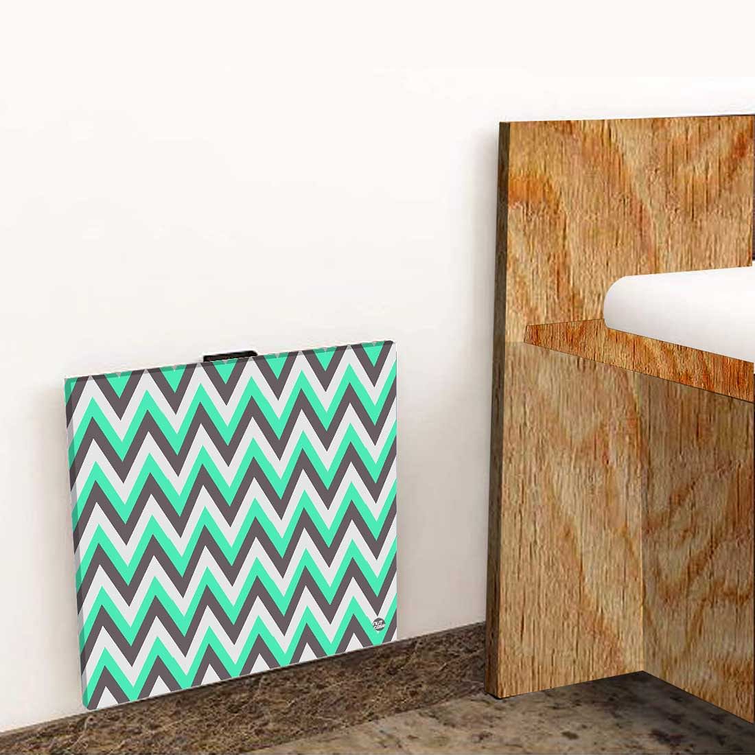 Bedside Table for Bedroom Small - Mint and Gray Chevron Nutcase