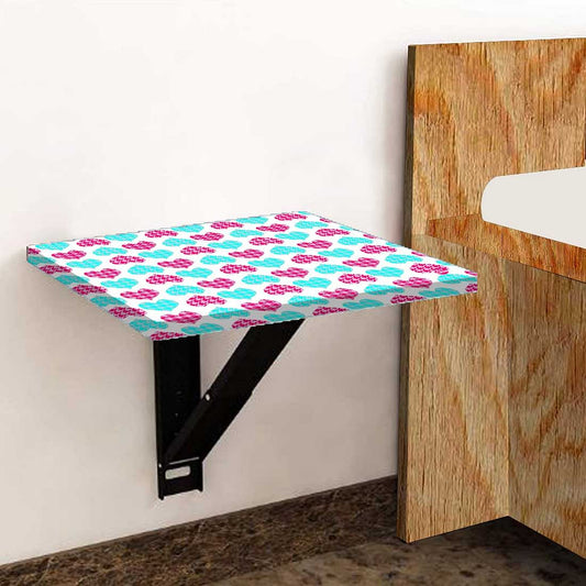 Folding Side Table for Bedroom - Hearts Pink and Blue Nutcase