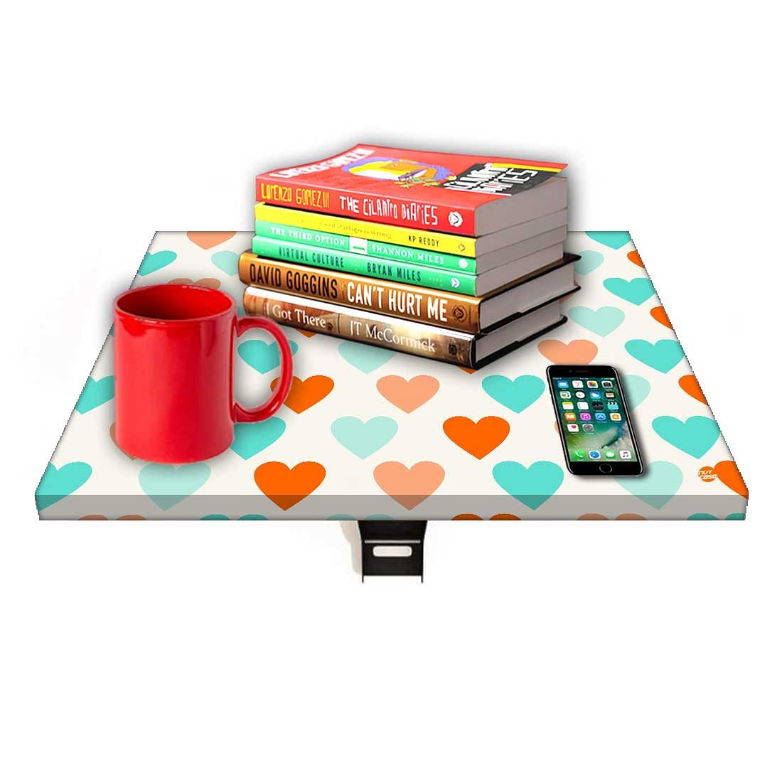 Floating Side Table for Bedroom - Colorful Heart Nutcase