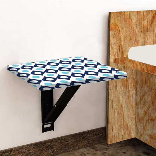 Folding Side Table Wall Mounted For Bedroom- Shades of Blue Retro Nutcase