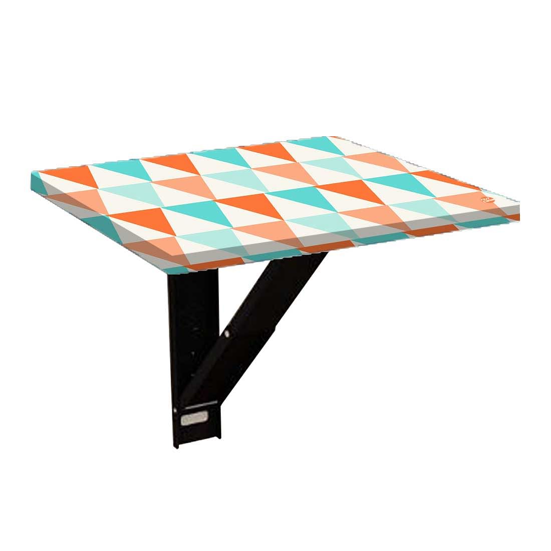 Wall Mounted Night Table For Bedroom - Orange and Mint Triangles Nutcase