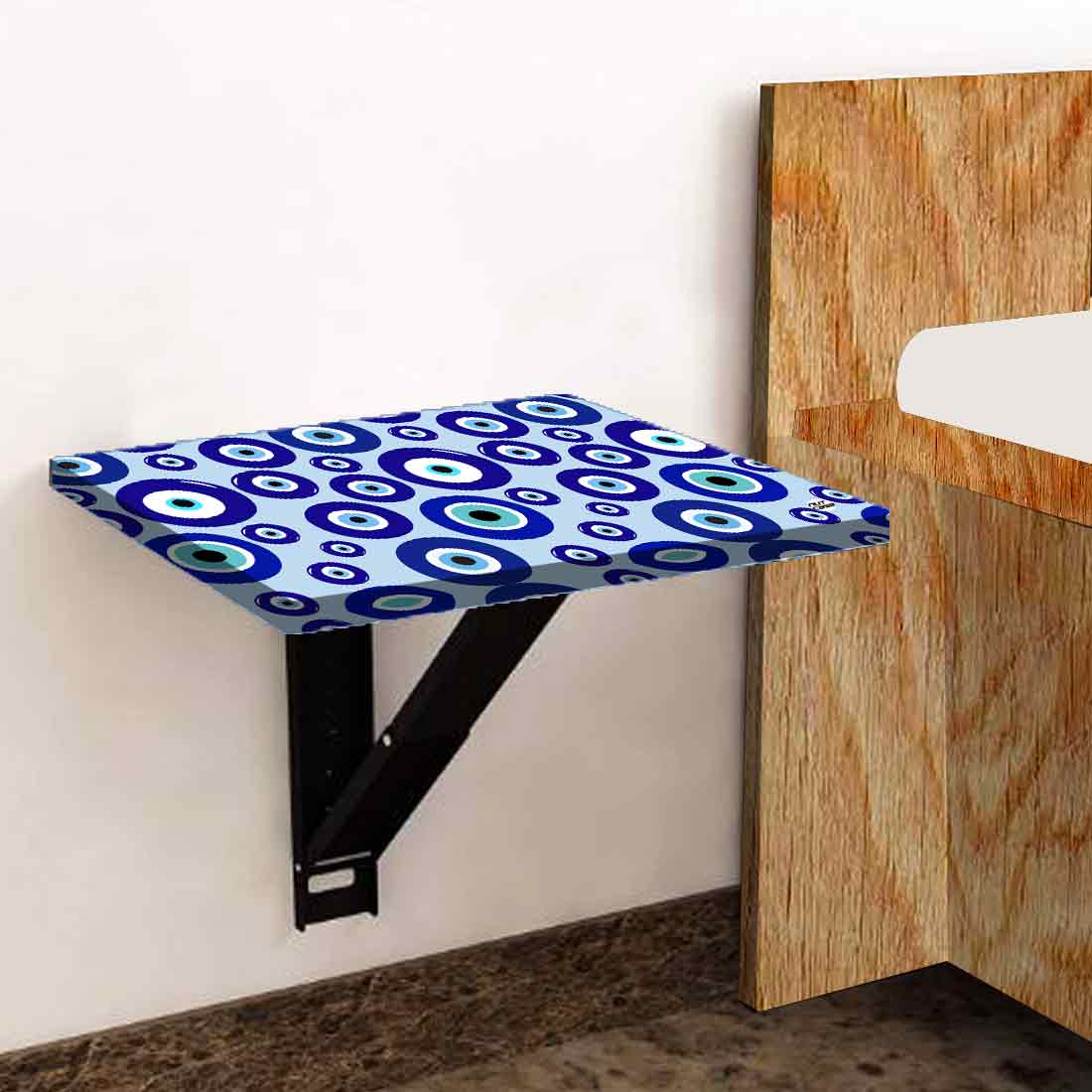 Fold Down Wall Hung Bedside Table with Desk for Laptop - Evil Eye Protector Nutcase