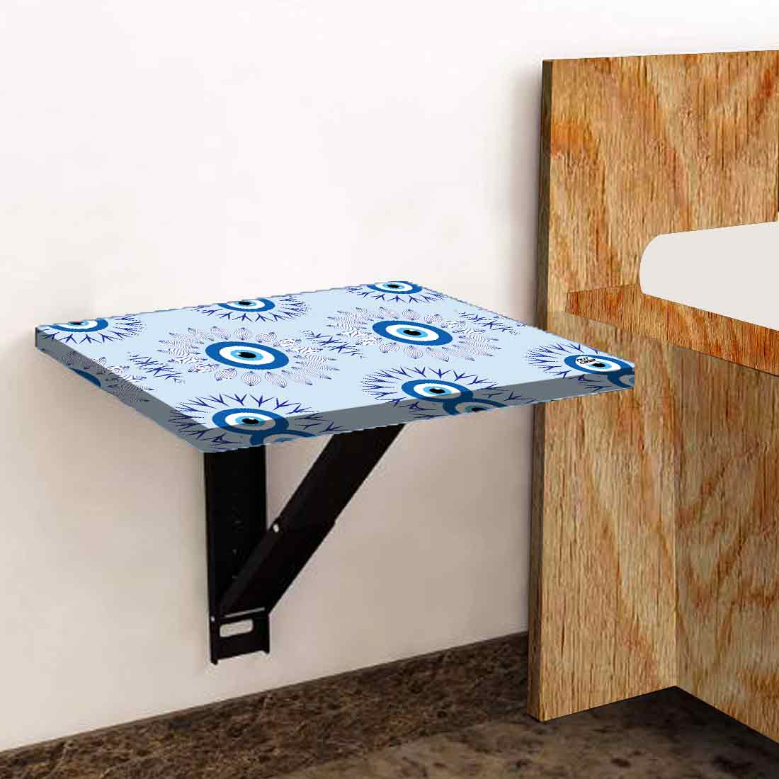 Fold Down Wall Hung Bedside Table with Desk for Laptop - Evil Eye Protector Nutcase