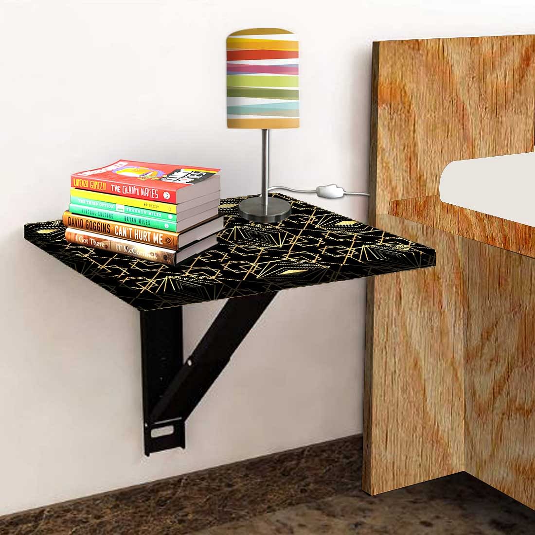 Wall Attached Bedside Table - Geometric Pattern Nutcase