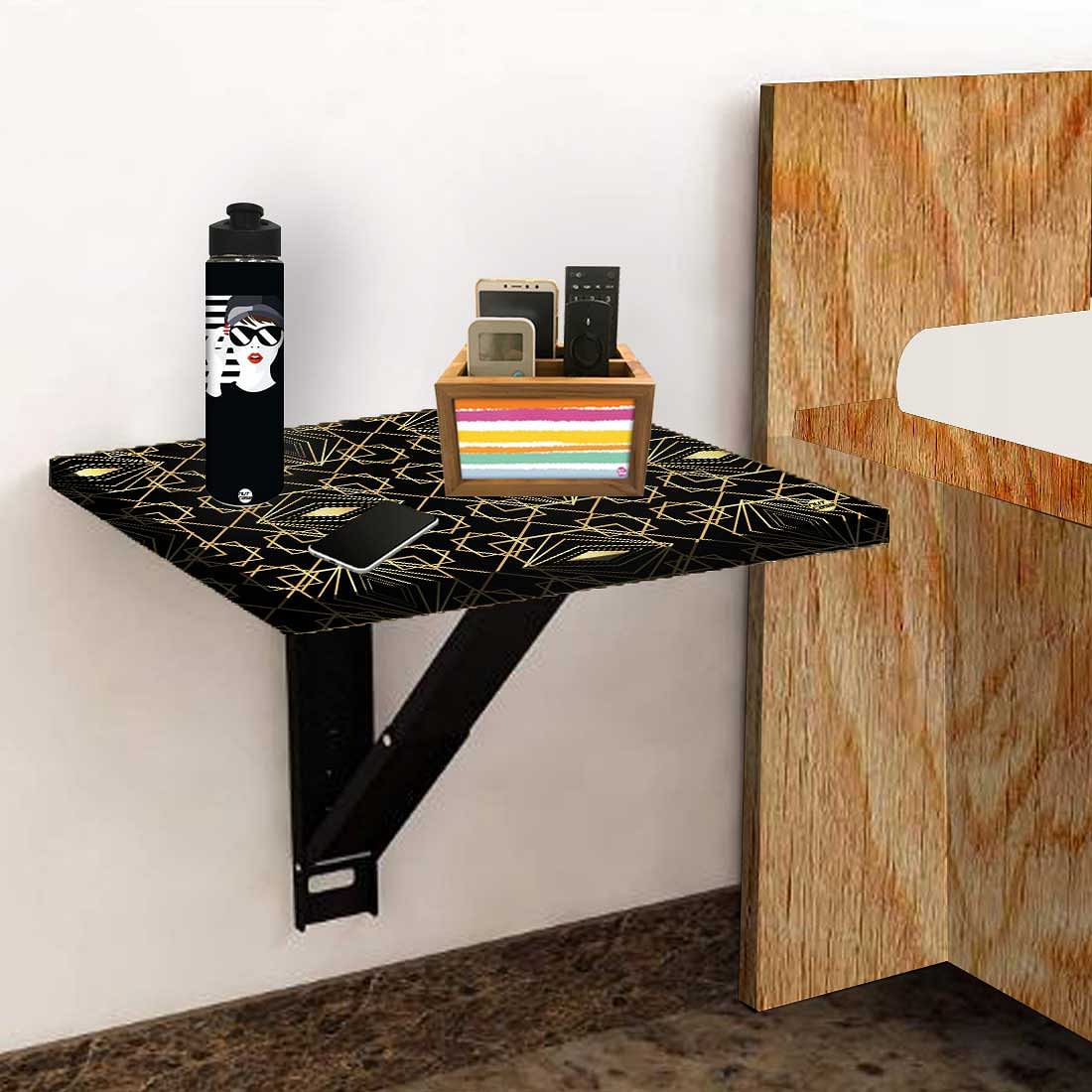 Wall Attached Bedside Table - Geometric Pattern Nutcase