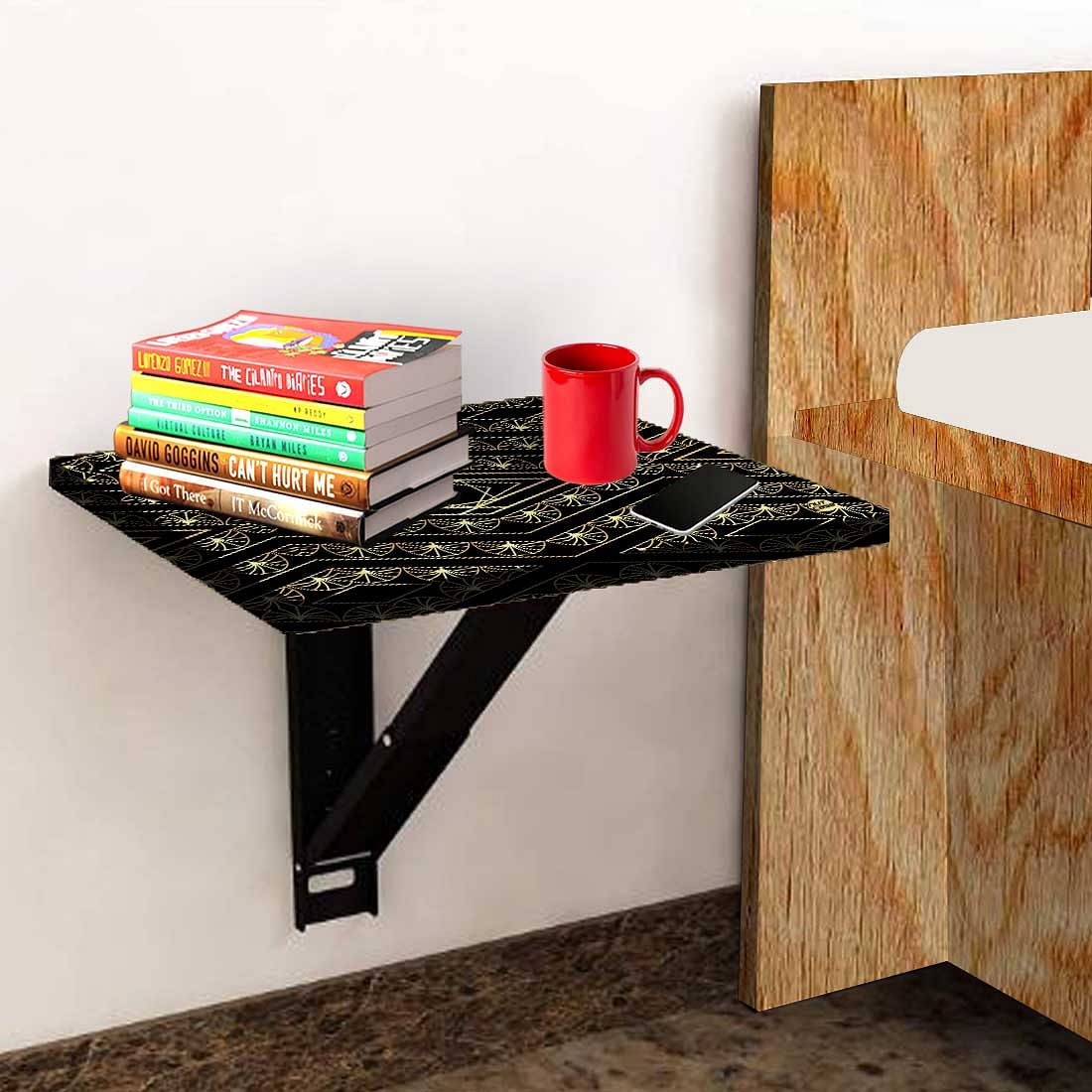 Wall Mount Side Table For Bedroom - Retro Pattern Nutcase