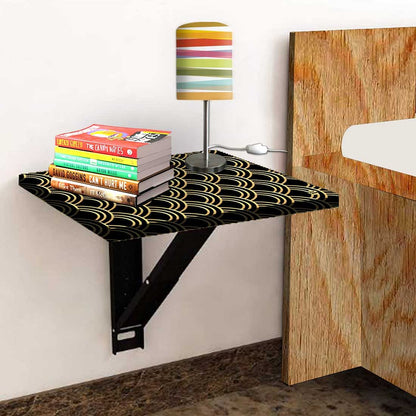 Folding Wall Mounted Bedside Table - Golden Design Pattern Nutcase