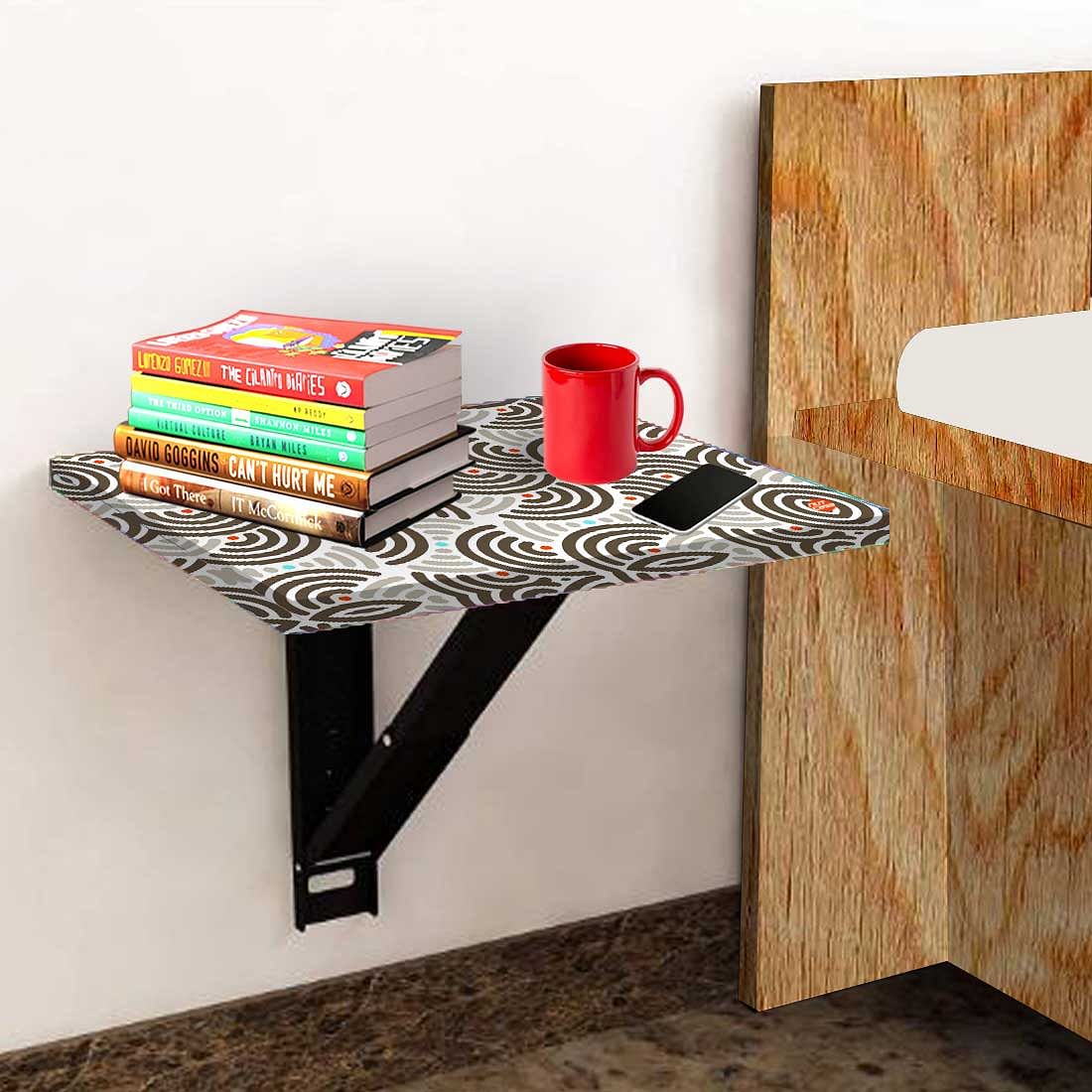 Folding Wall Hanging side Table - Half Circle Pattern Nutcase