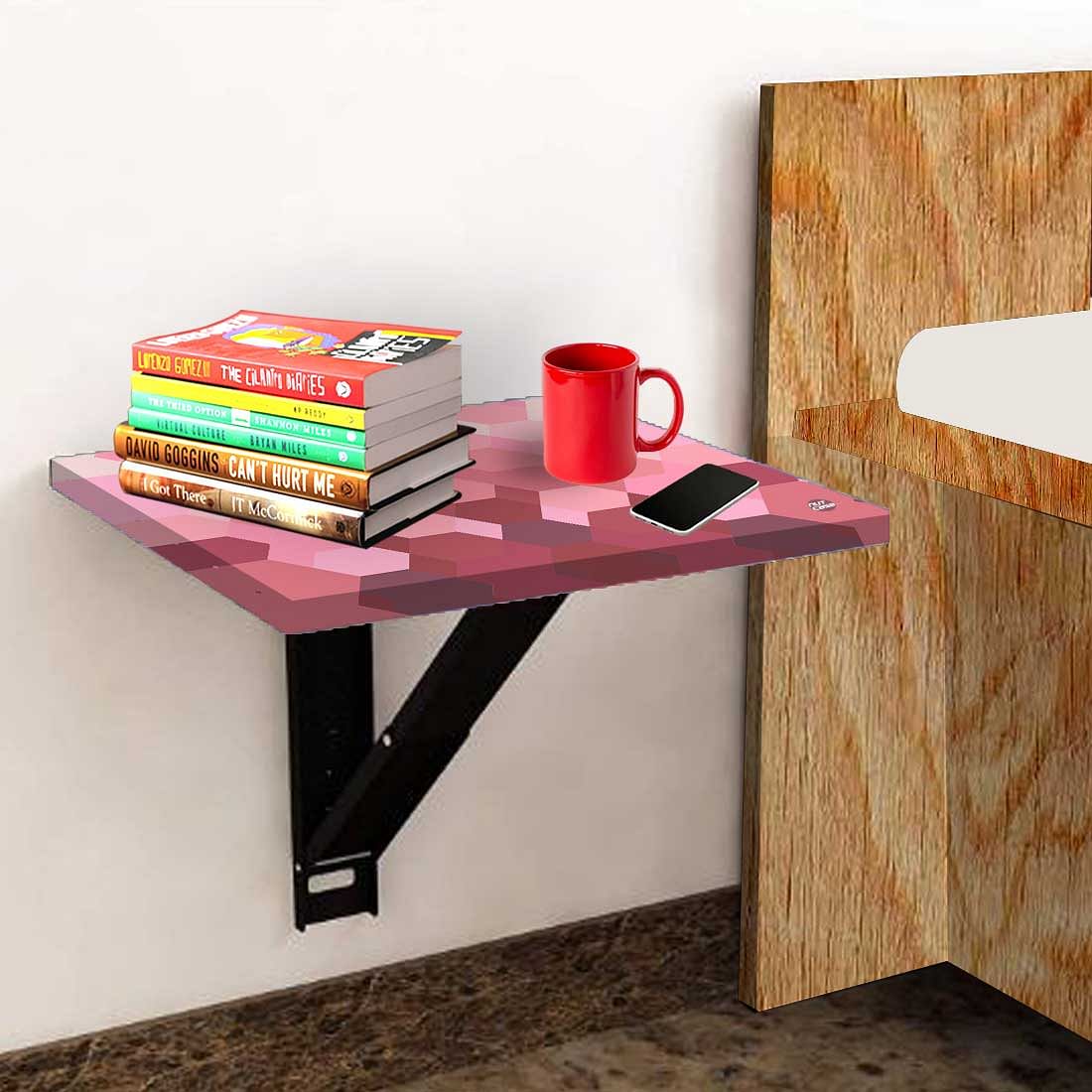 Bedside Table Foldable   - Hexagon Pink Pattern Nutcase