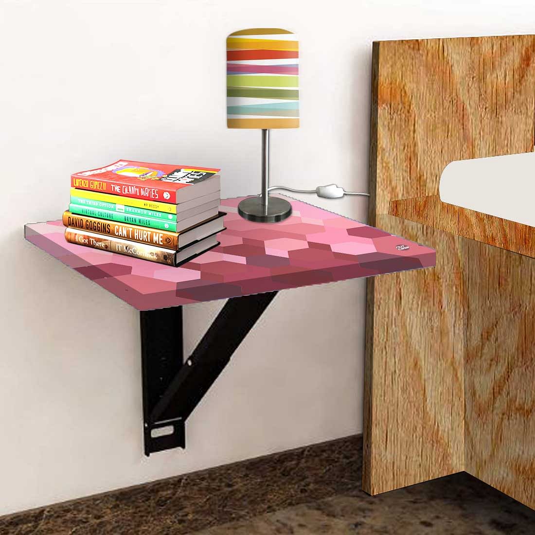 Bedside Table Foldable   - Hexagon Pink Pattern Nutcase