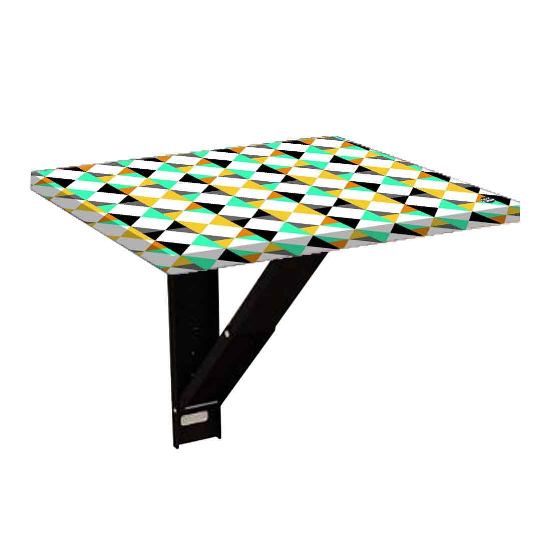 Folding Side Table for Bedroom - Colorful Diamond Pattern Nutcase
