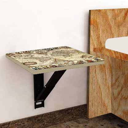 Wall Mounted Folding Bedside Table - World Map Design Nutcase