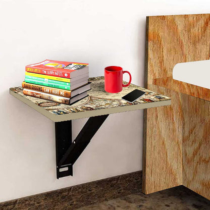 Wall Mounted Folding Bedside Table - World Map Design Nutcase