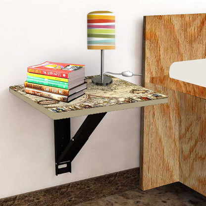 Wall Mounted Folding Bedside Table - World Map Design Nutcase