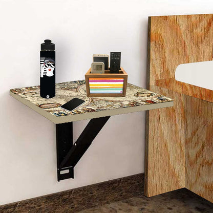 Wall Mounted Folding Bedside Table - World Map Design Nutcase