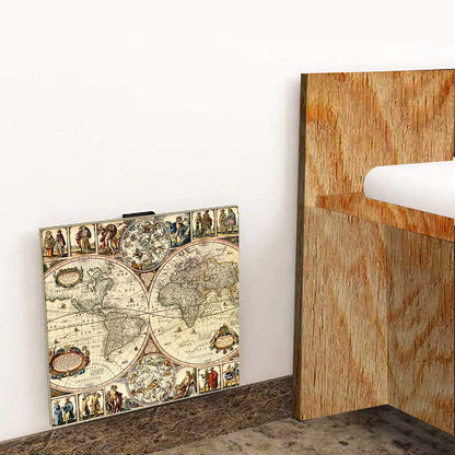 Wall Mounted Folding Bedside Table - World Map Design Nutcase