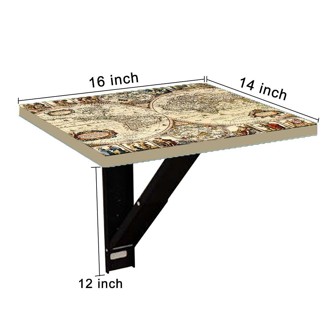 Wall Mounted Folding Bedside Table - World Map Design Nutcase