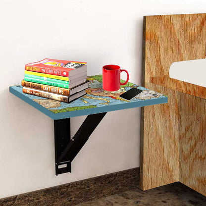 Fold Down Table Wall Mounted with Desk - World Map Nutcase