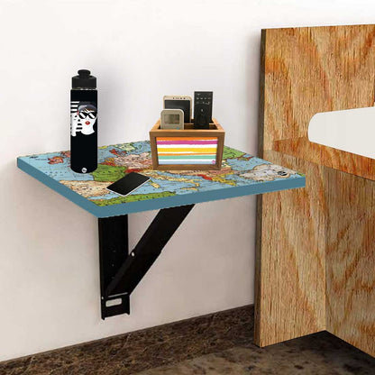 Fold Down Table Wall Mounted with Desk - World Map Nutcase