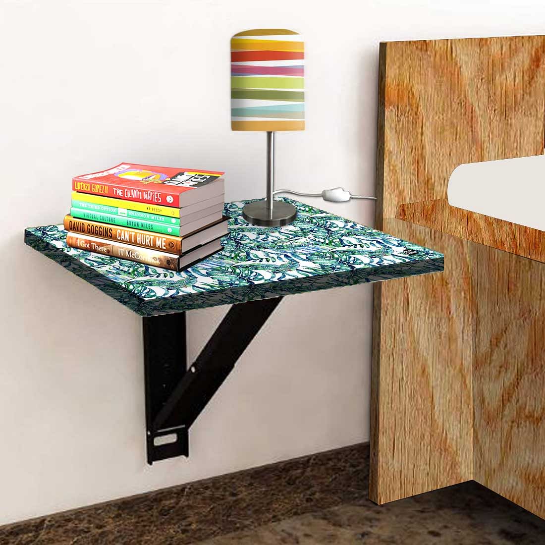 Side Table for Bedroom - Green Tropical Leaf Nutcase