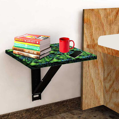 Wall Mounted Bedside Table - Green Black Leaf Nutcase