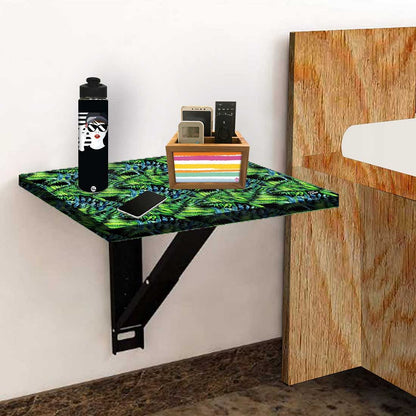 Wall Mounted Bedside Table - Green Black Leaf Nutcase