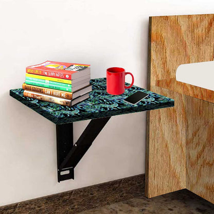 Wall Mounted Folding Bedside Table - Dark Green Tropical Nutcase